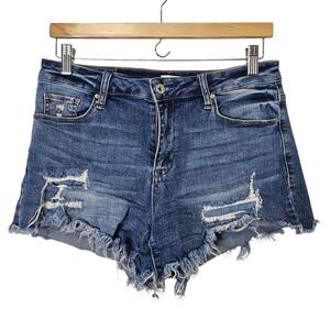Special A Distressed Denim Shorts Frayed‎ Raw Hem Ripped Blue Jeans 29 ~